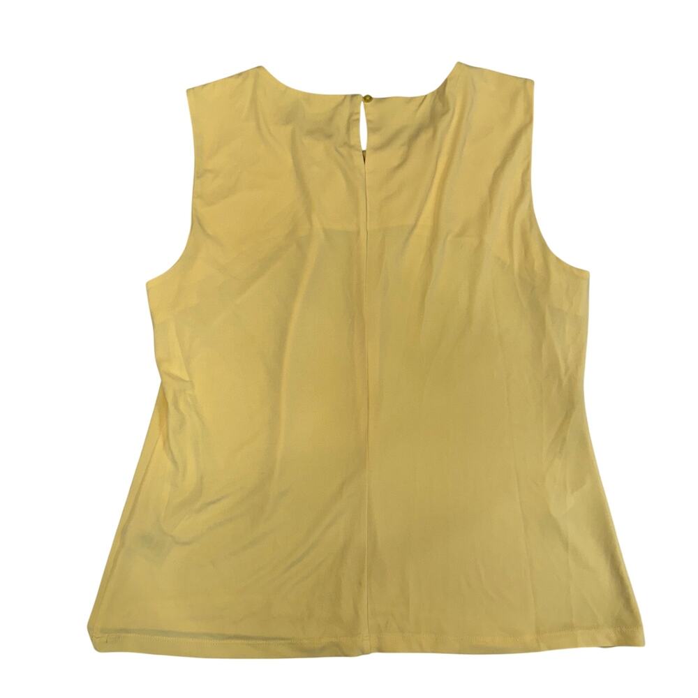 Calvin Klein Butter Yellow Sleeveless Pleated Blouse Women's 14 Quiet Luxury Top - Picture 3 of 16